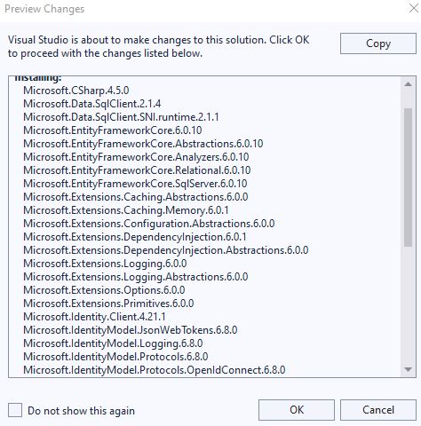 Installing Entity Framework Core